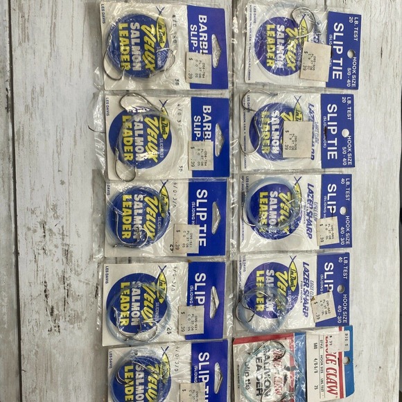 LOT Of 10 Les Davis Mix Velux Salmon Leader Eagle Slip Tie 20 40 25 4/0-3/0 - Picture 9 of 12